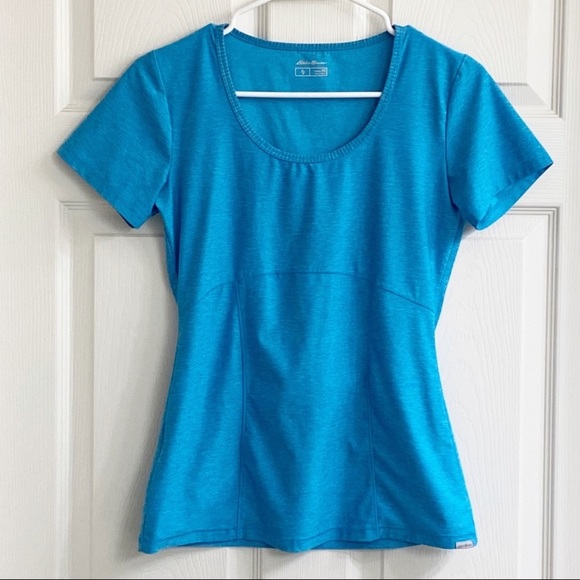 Eddie Bauer Tops - Eddie Bauer Short Sleeve Scoop Neck Aqua Blue Athletic Tee XS Extra Small